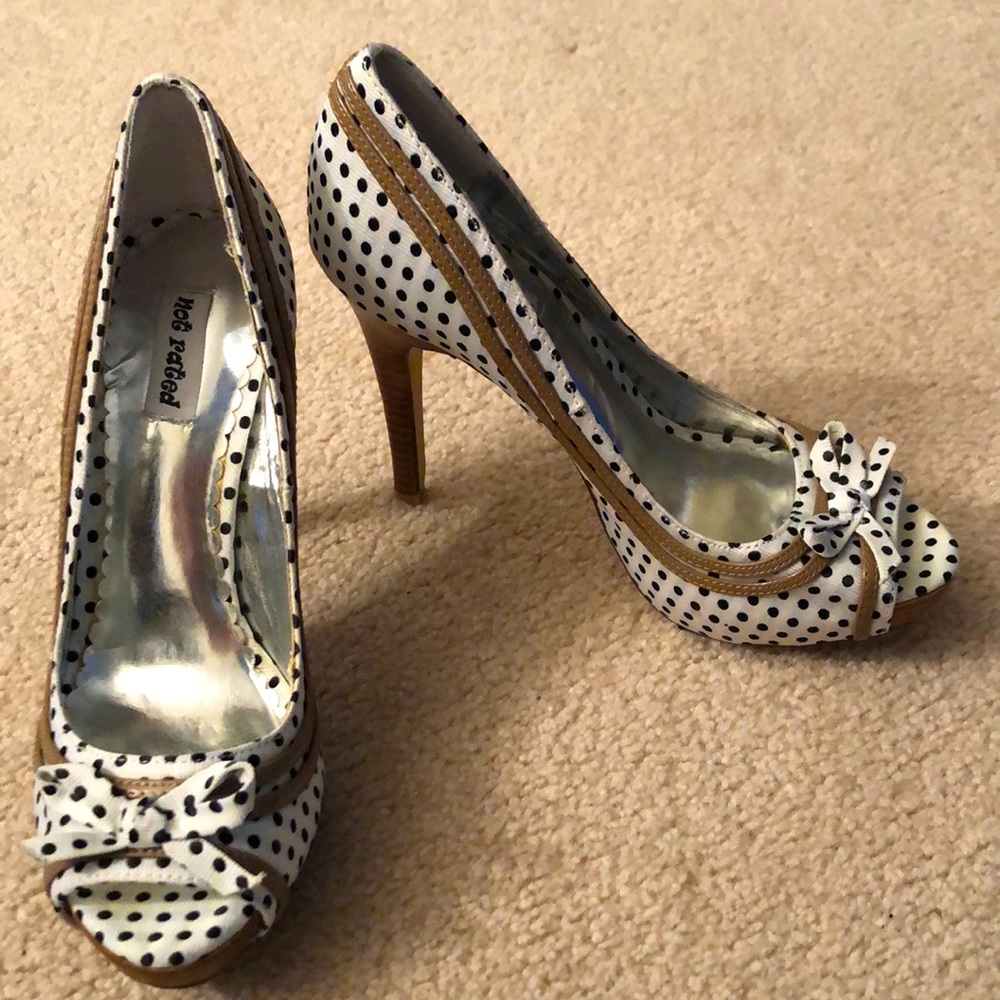 Not Rated polkadot peep toe heels